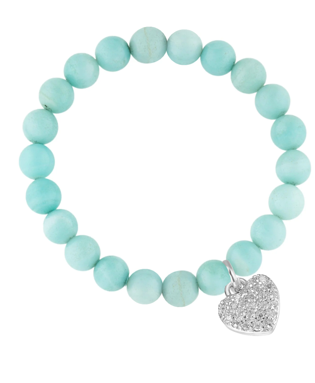 Silver Sea Blue Heart Charm Bracelet