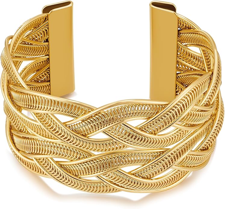 18k Gold Textured Cuff Bracelet