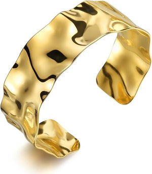 18k Gold Hammer Cuff Bangle