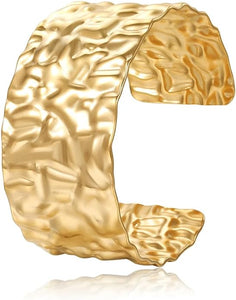 18k Gold Polished Hammer Cuff Bangle