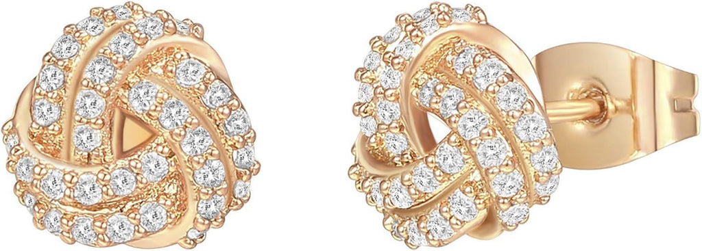 18k Gold Embelished Knot Stud Earrings