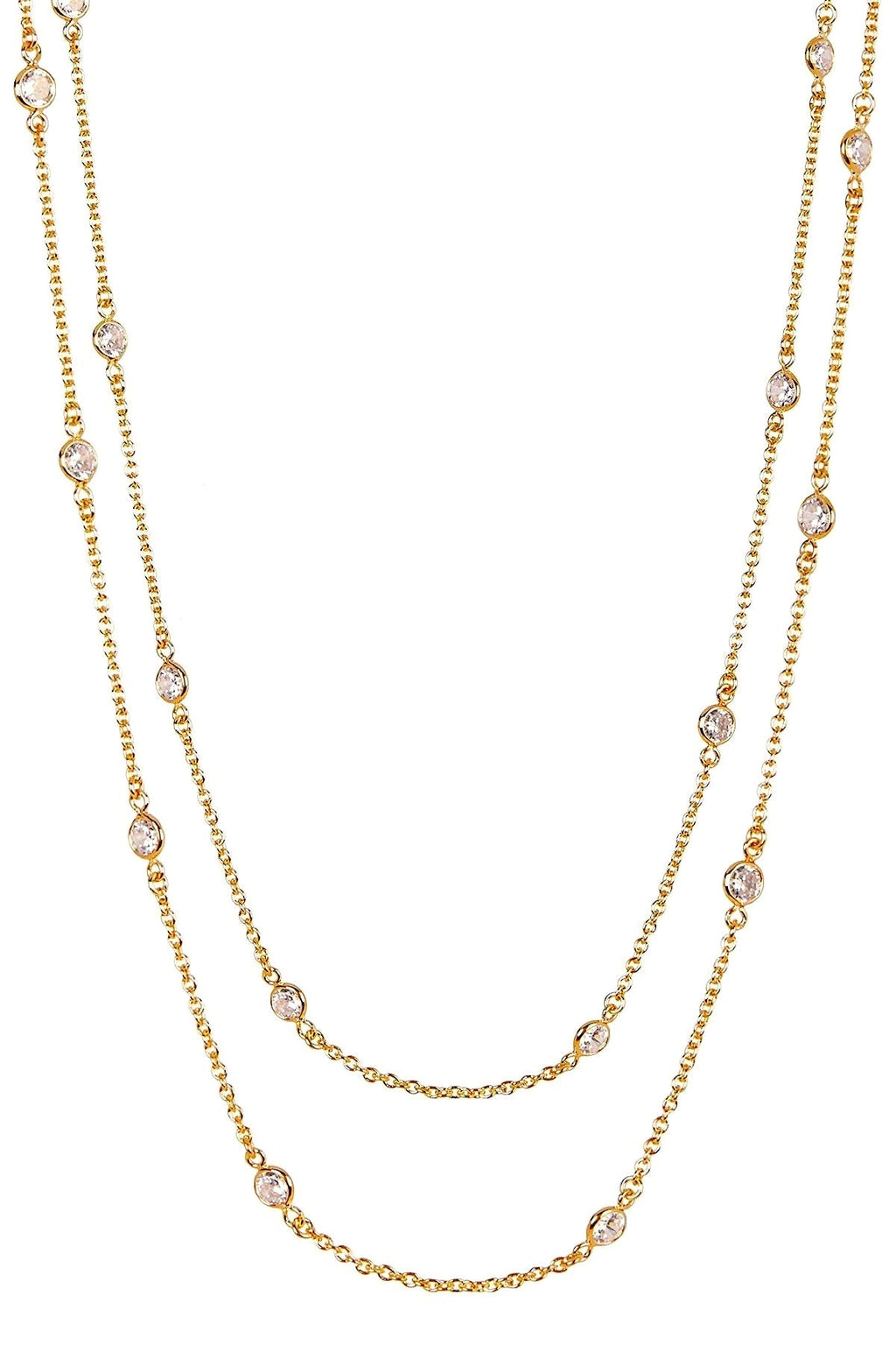 18k Gold Plated Sterling Silver Cz Station Necklace