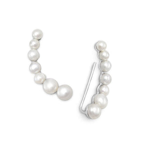 18K Gold Multi Pearl Climber Earrings