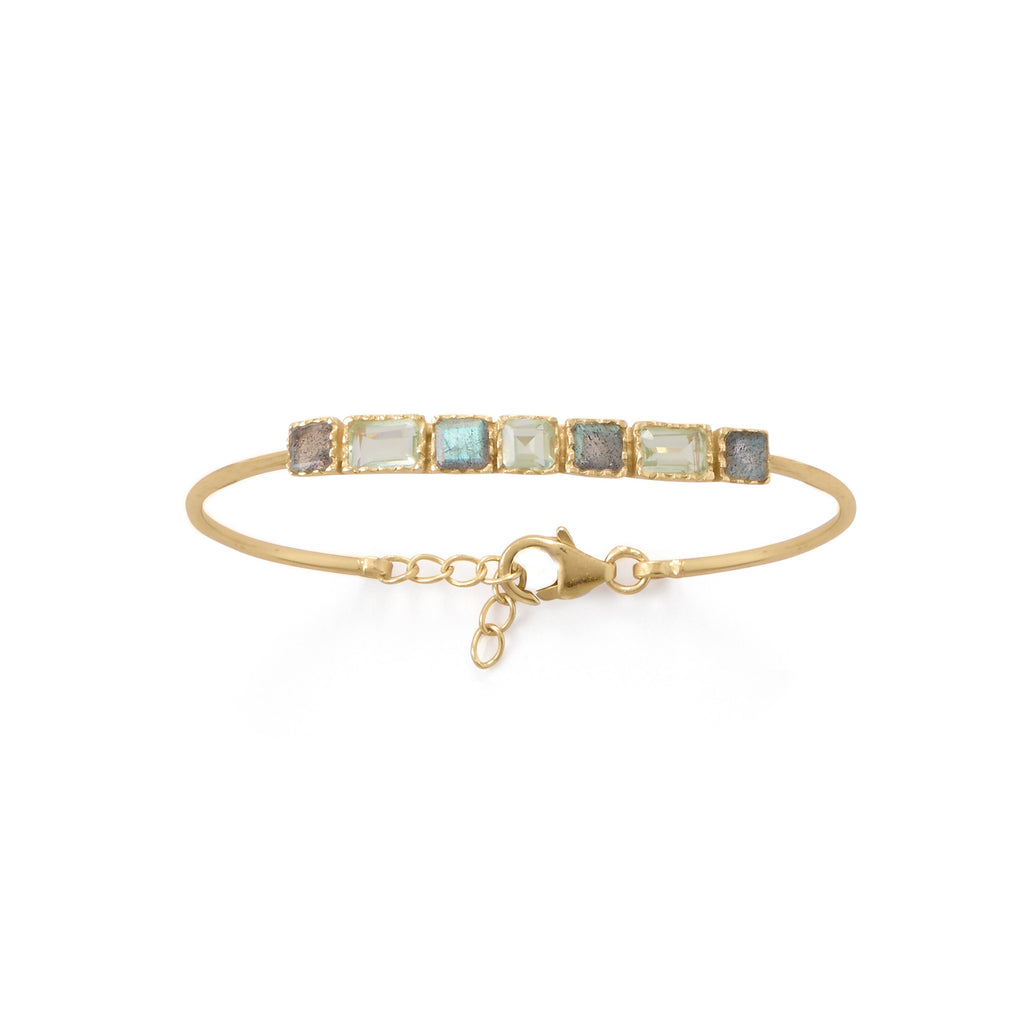 18K Gold Labradorite Multi Emerald Cut Bangle