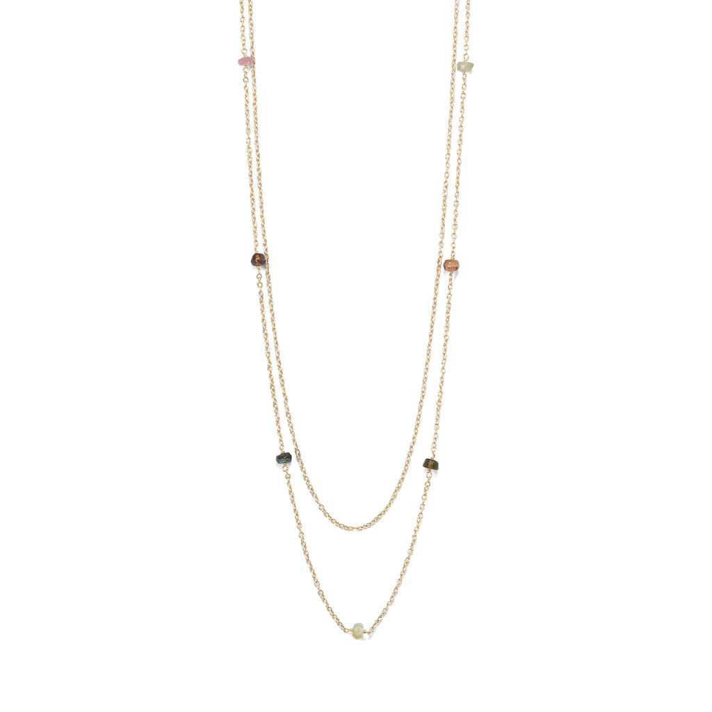 18K Gold Multi Tourmaline Necklace