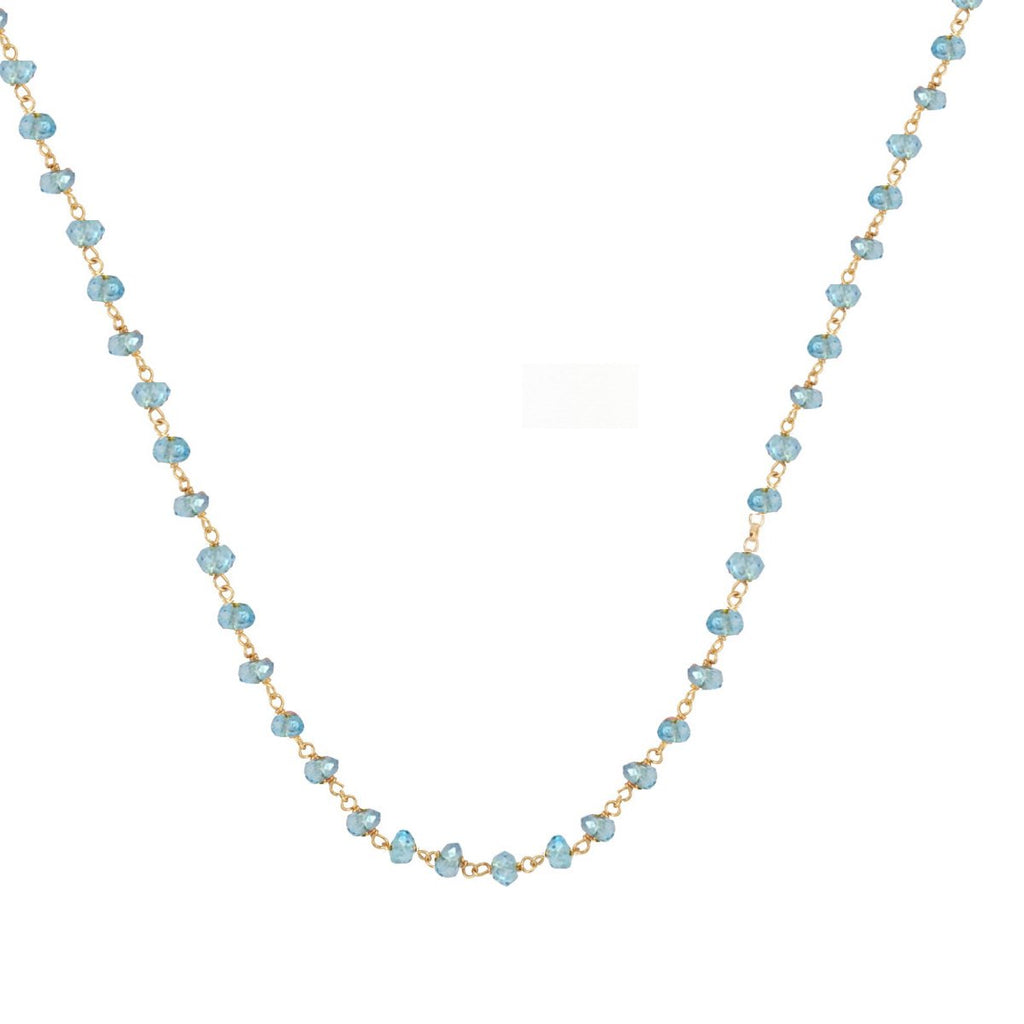 18K Gold Blue Topaz Necklace